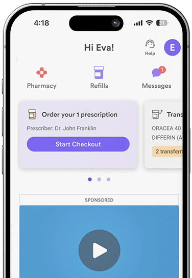 Mobile app prescription refill screen